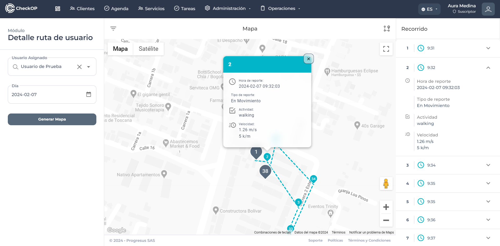 Seguimiento ruta