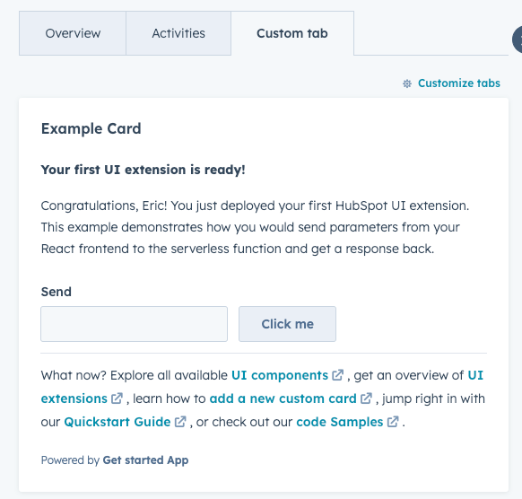 UI extension hubspot